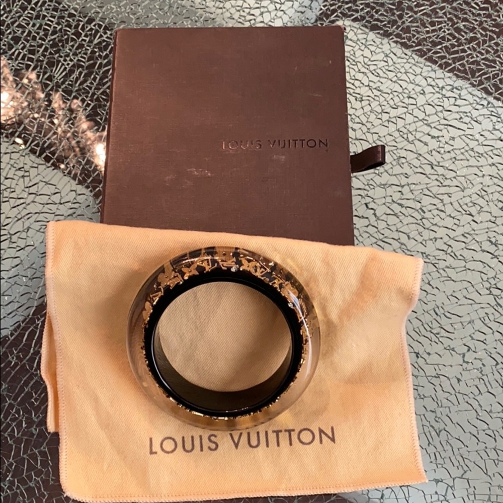 Louis Vuitton black and gold Large bangle